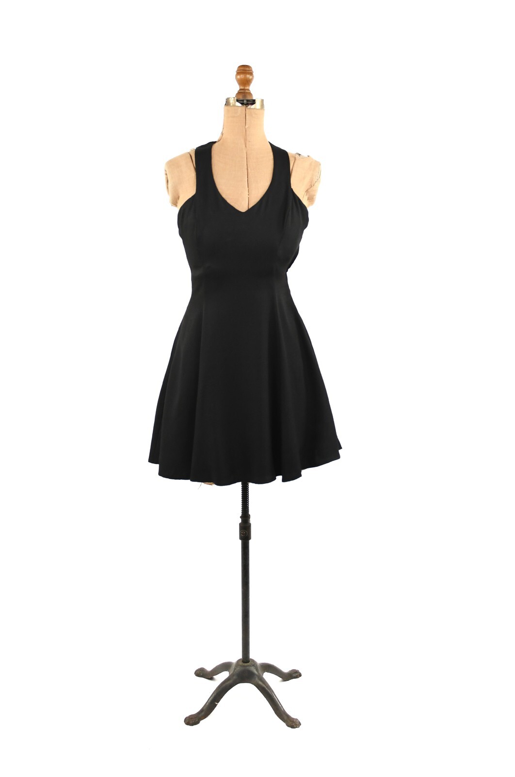 Vintage 90s Jessica McClintock Gunne Sax Black Crepe Sheer Back Cocktail Dress S