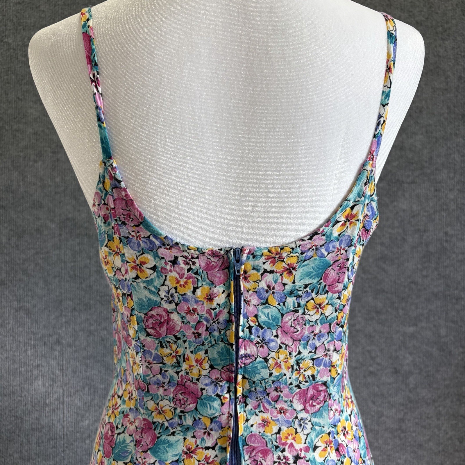 Vintage 90s Shok Floral Mini Dress Size 9 Cottagecore Sundress Summer USA Made