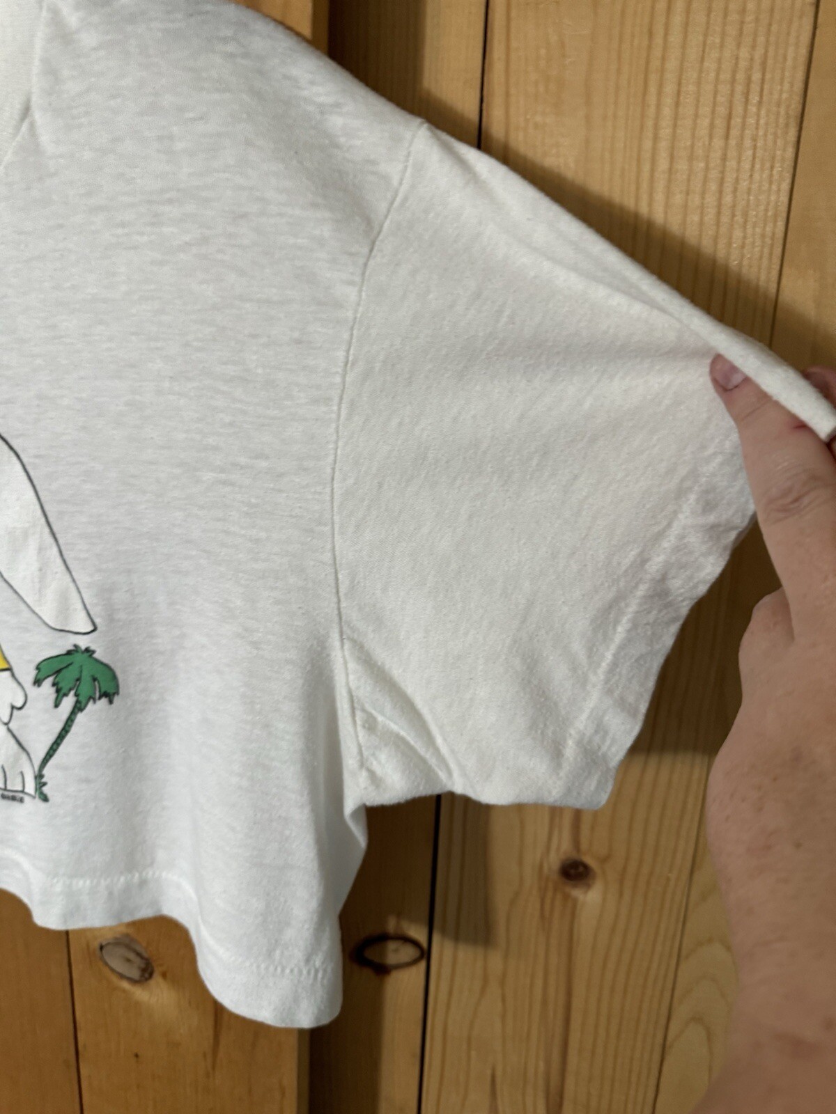 VTG 1985 Bunny & Palm Trees Micro Crop Tee Women’s M/L Oasis Women’s Teens