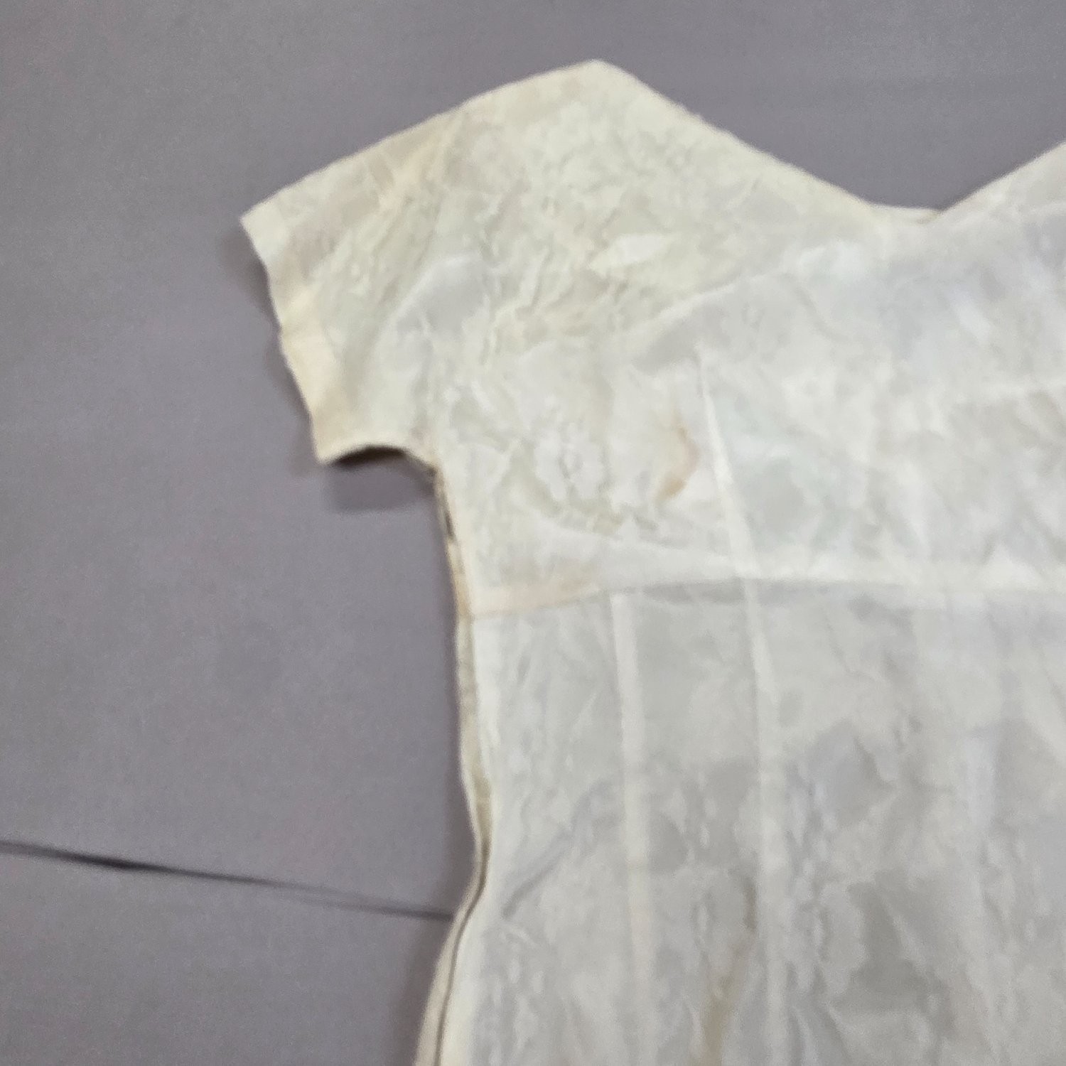 Vintage 50s Ivory Floral Lace Cocktail Dress Bow Waist Wiggle Sheath Mid Century