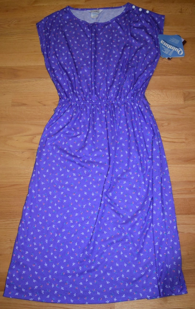 VTG NOS Womens Dress Purple Floral Union Label USA Sears See Measurements 14