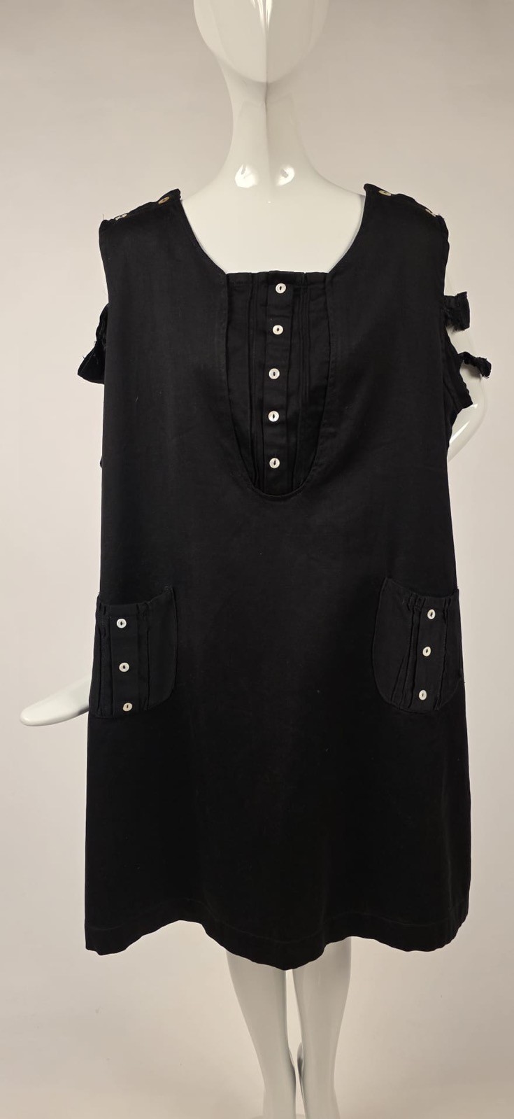 GOTHIC EDWARDIAN TEEN’S BLACK POLISHED COTTON BATHING SUIT DRESS W POCKETS