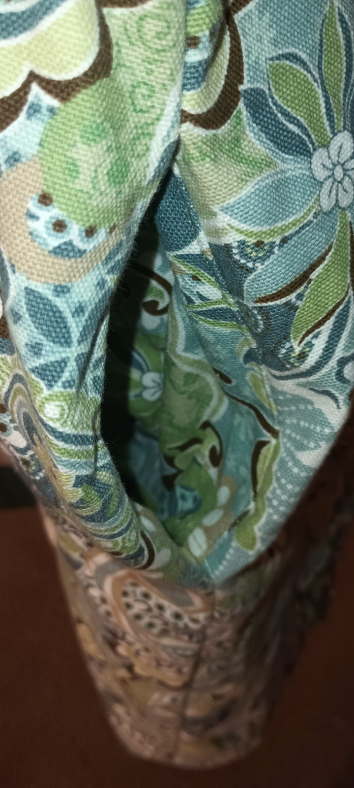 Paisley Blue Yellow Green Long Sleeve Mid Length Canvas Fabric Vintage Coat