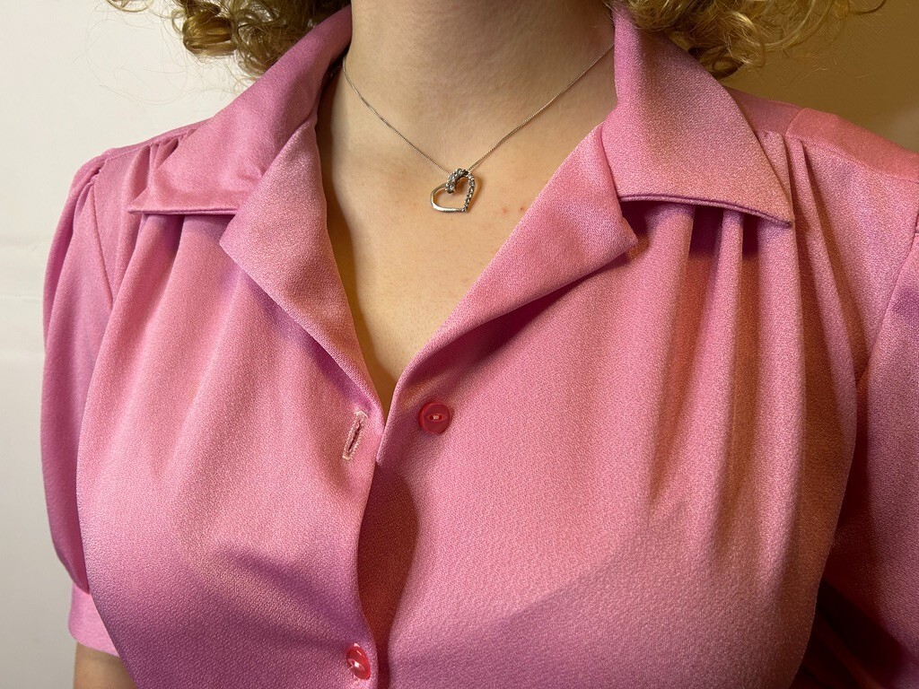 Vintage Australian ARC SYDNEY 1980s Pink Shirt Dress Pleated Coconut Ice AU 14