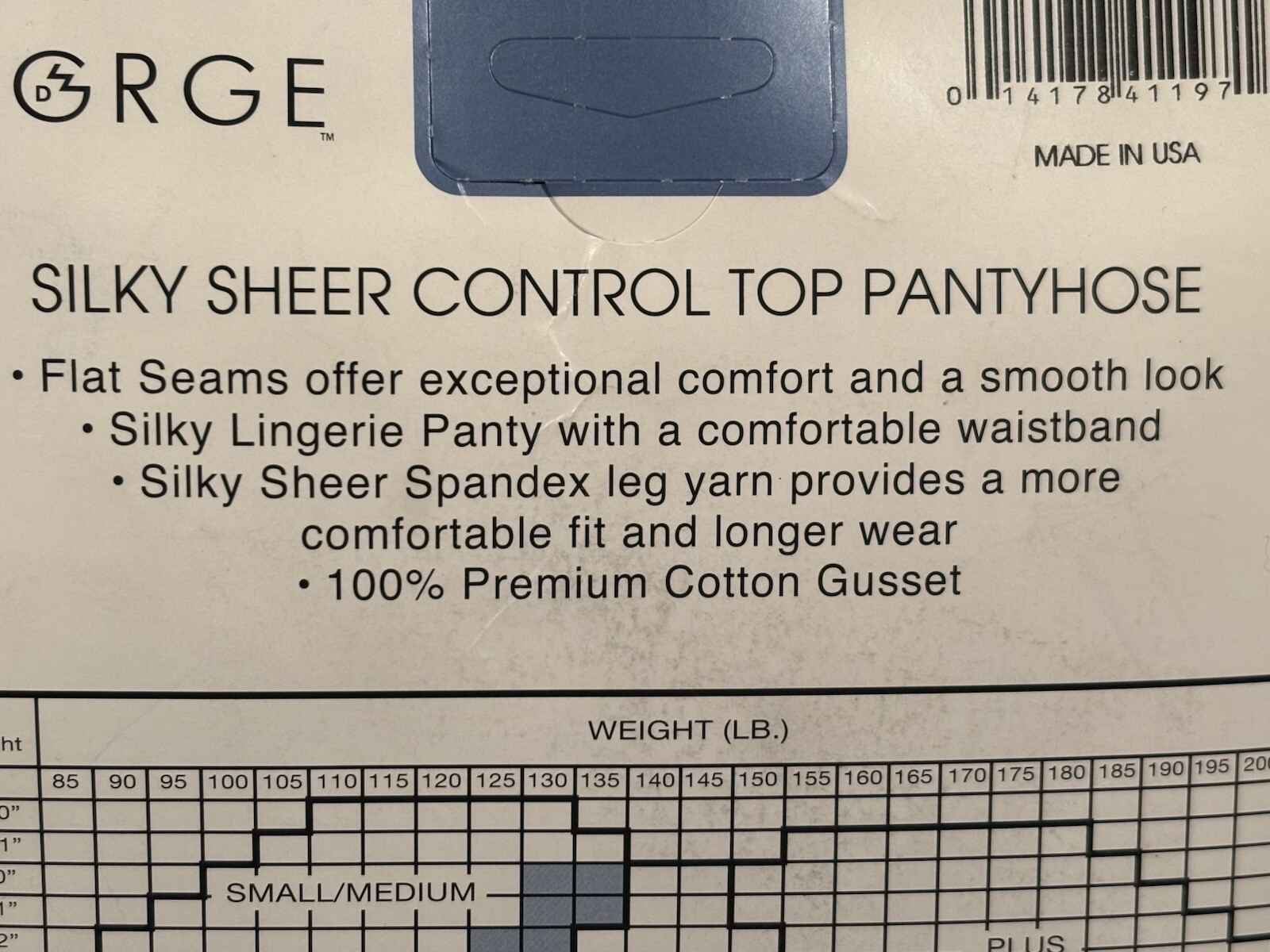 Pantyhose Control Top Silky Sheer Size Plus Suntan Sandalfoot George NEW