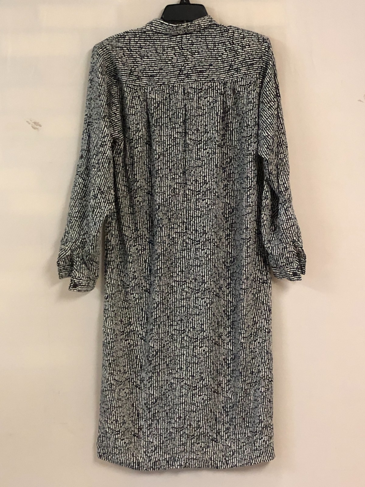 Vtg Samantha Stevens Size 8 Shirt Dress Black & White Abstract Wavy Stripes Belt