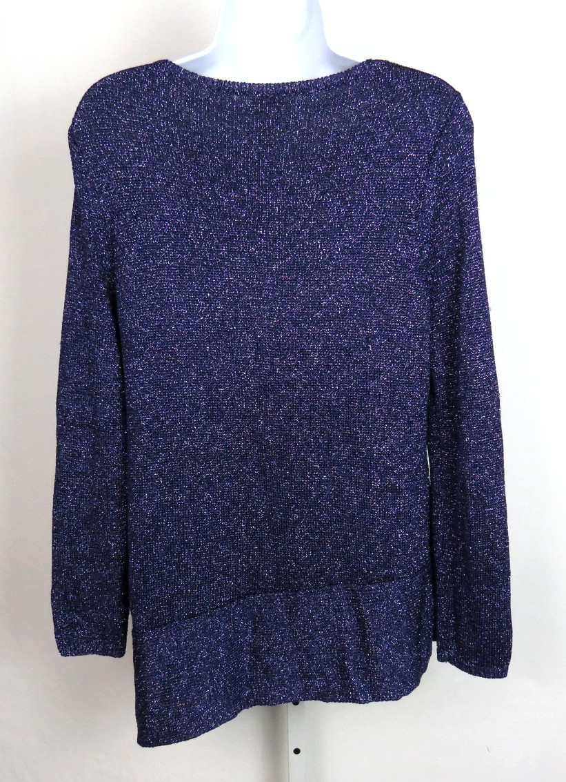 VTG CHICO’S PURPLE STRETCH TOP WITH SILVER METALLIC SPARKLING THREAD SIZE 1
