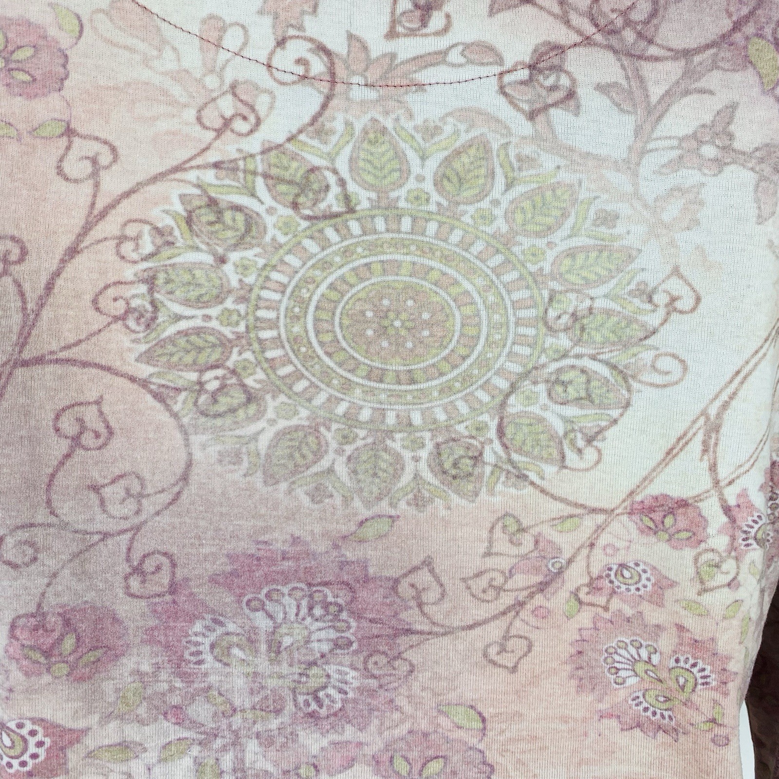 Vintage 90s B. Friends Pink Mandala Top Medium Fairy Grunge Long Sleeve USA Made