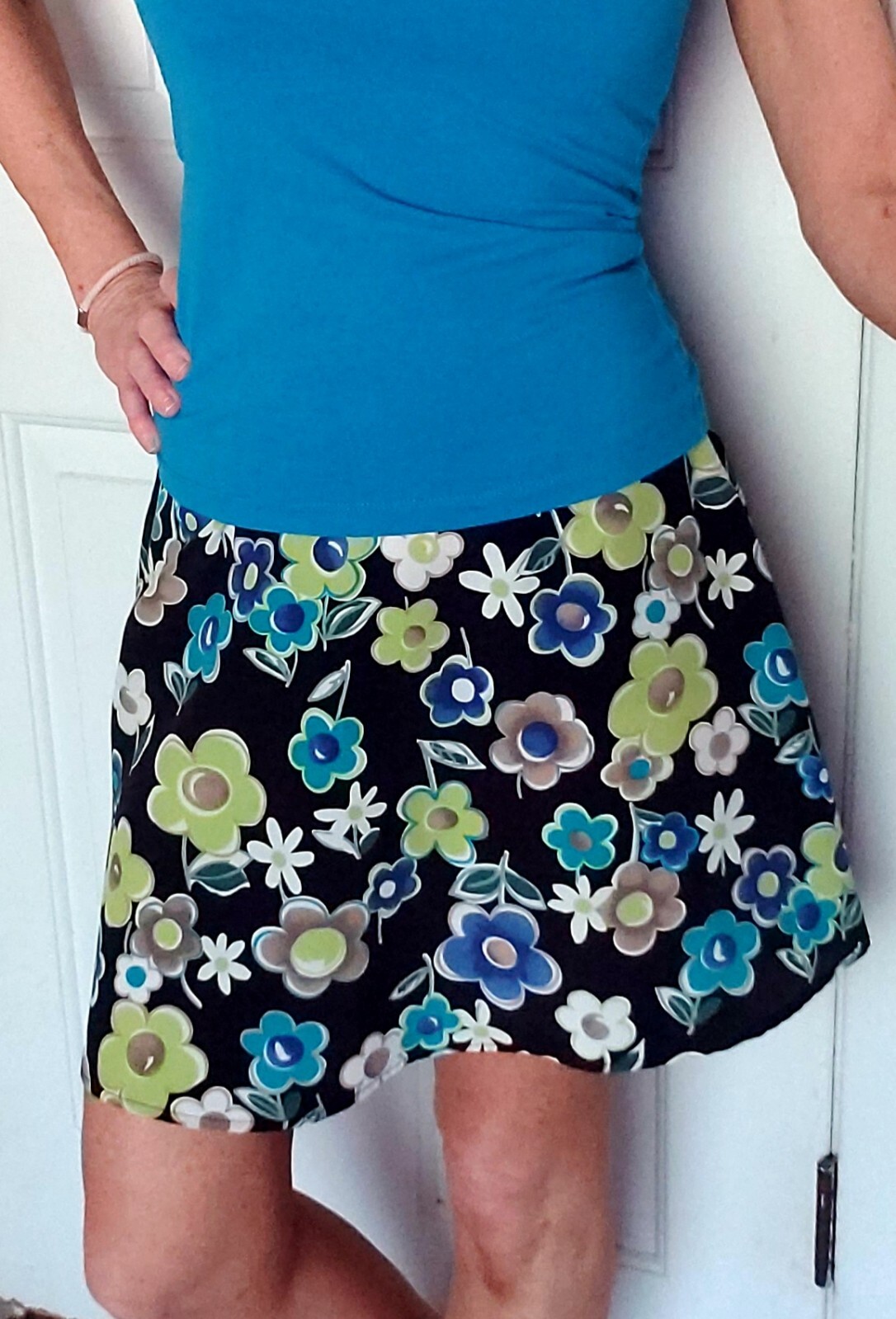 Vintage 90s Y2K Wrapper Sz 5/6 Floral Mini Skater Skirt Grunge High Rise Waist