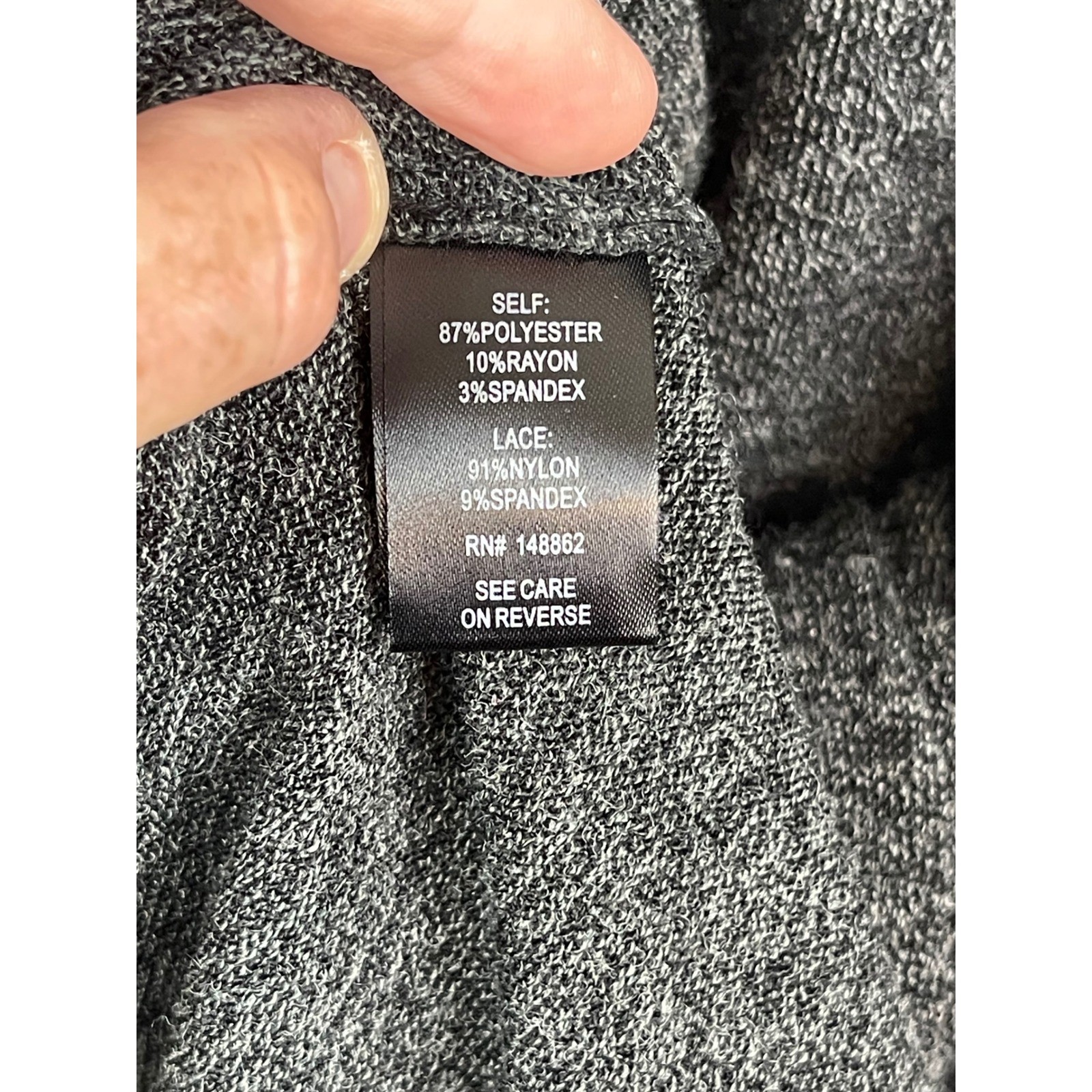 Torrid Skater Dress Women’s 1X Gray Good Lace Bell Sleeve Heathered Scoop Neck
