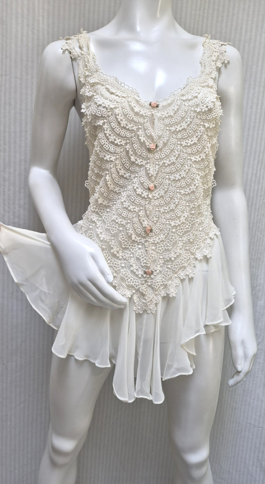 Vintage FLORA Nikrooz NIGHTGOWN Fairy Corset Top CHIFFON Satin Lace – Size S