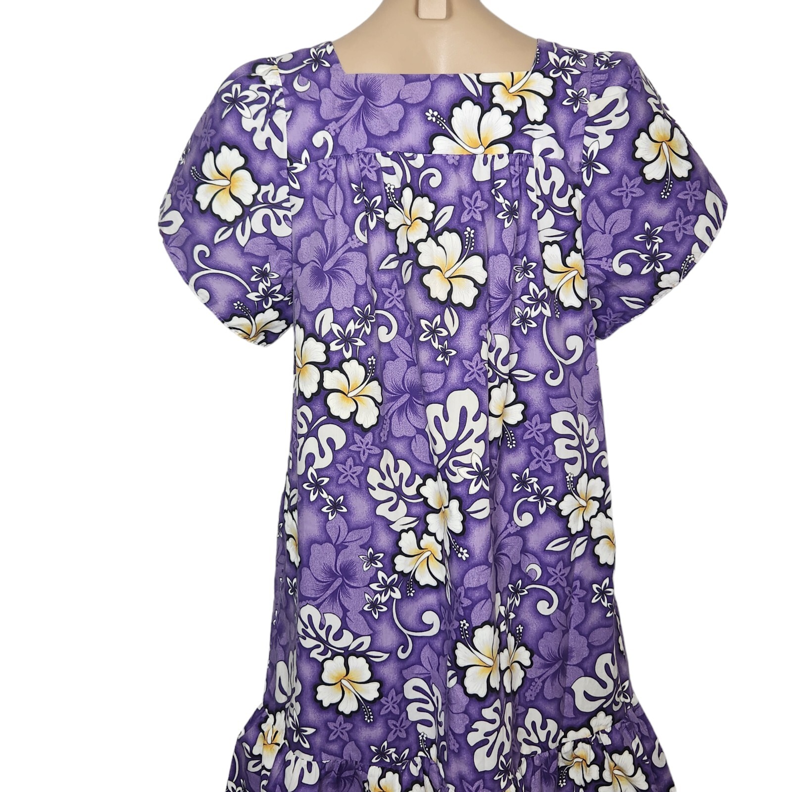 Vintage 80’s Jade Fashions Of Hawaii Dress Flower Purple MuMu Hibiscus Vacation