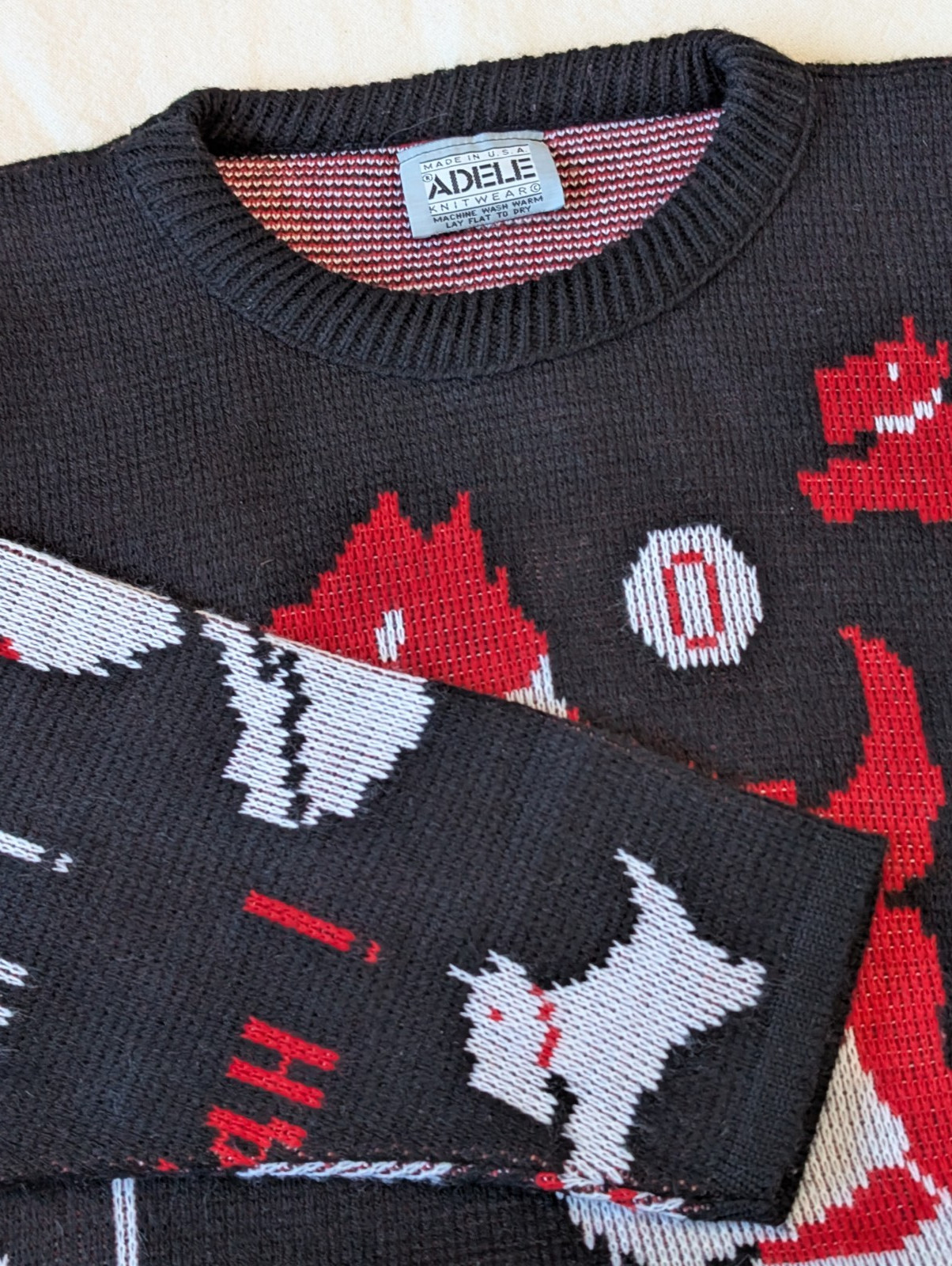 Vintage 80s Adele Knitwear Women’s Sweater Scottish Terrier Pullover AOP Large