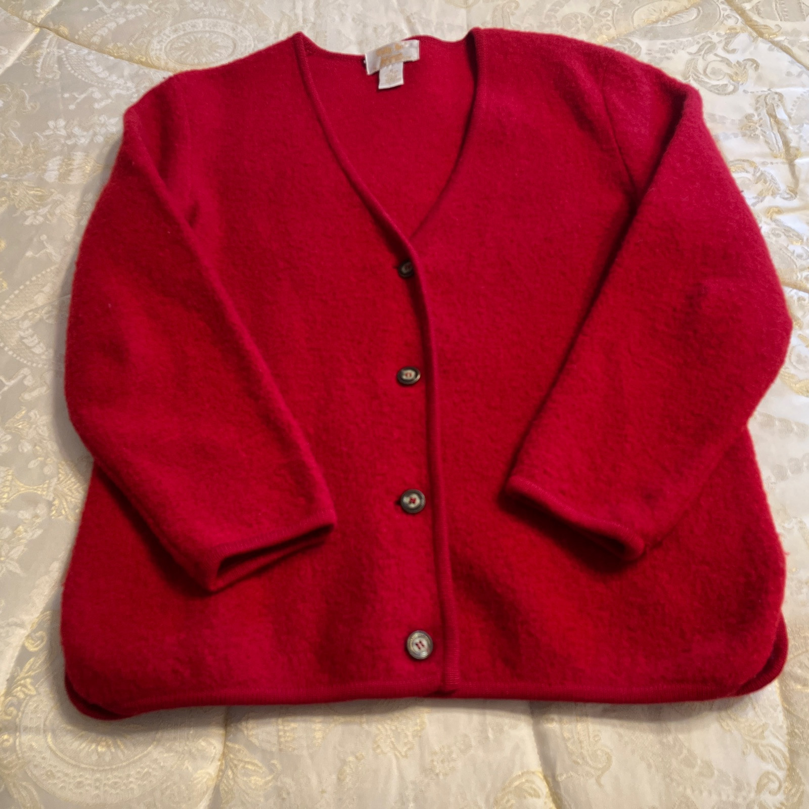 Vintage Tally Ho Red 100% Wool Cardigan Jacket Pollack Import Size M