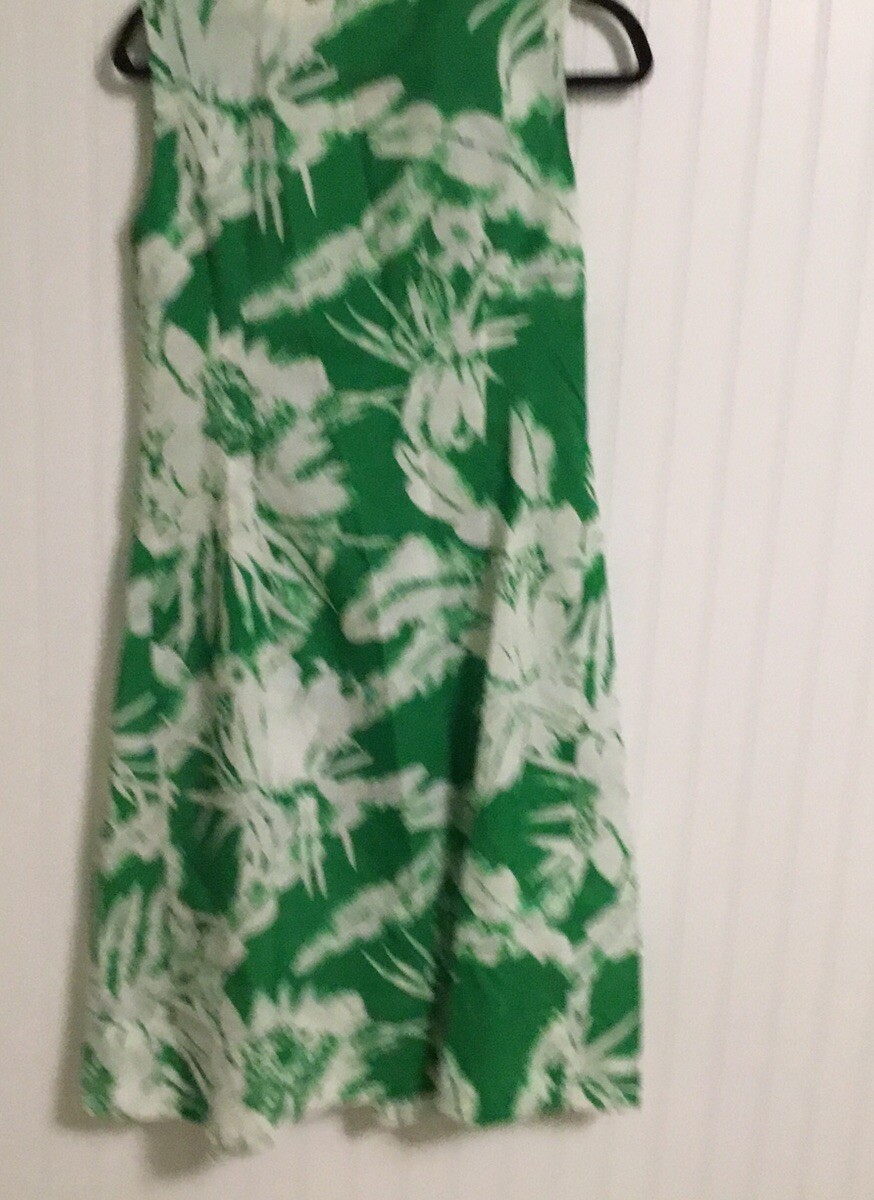 Vintage B Altman Fifth Avenue New York Size 12 Sleeveless Dress Green/white