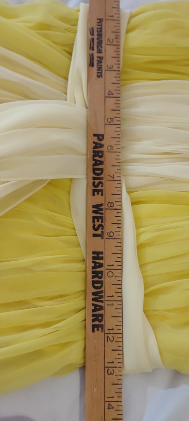 Vintage Kiki Hart NY Two Tone Yellow Chiffon Gown W Trailing Cape Grace Kelly
