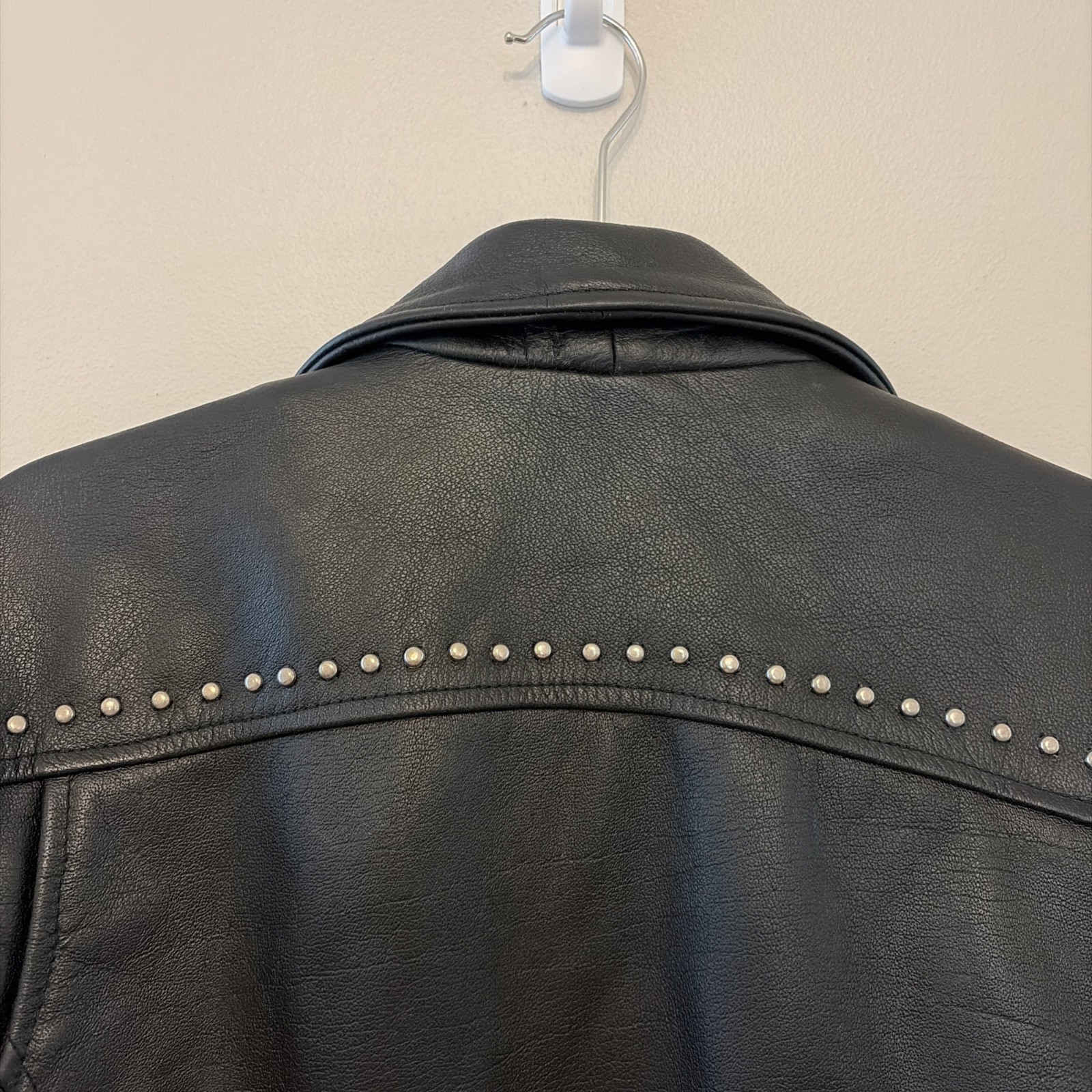 Vintage Beavers Den Womens Sz L Jacket Genuine Leather Biker studded Motorcycle
