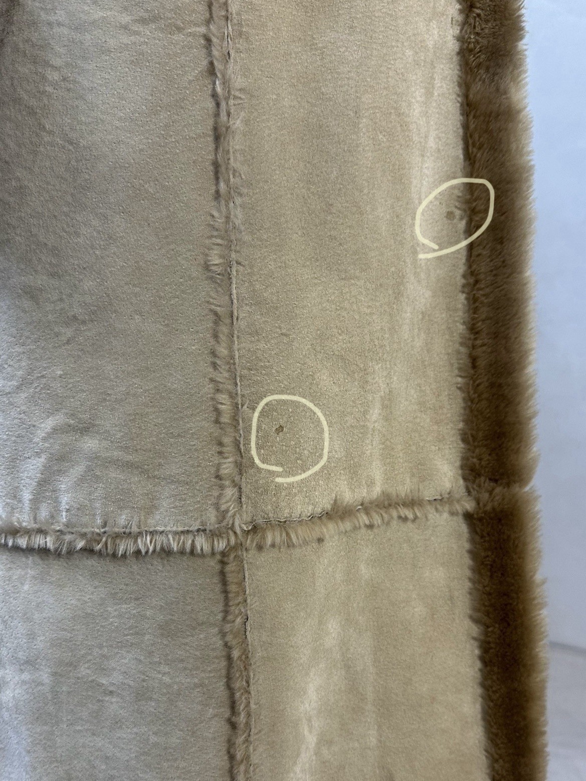 Vintage 70s style Hippie Faux Sheepskin Genuine Leather Long Coat Women’s Large