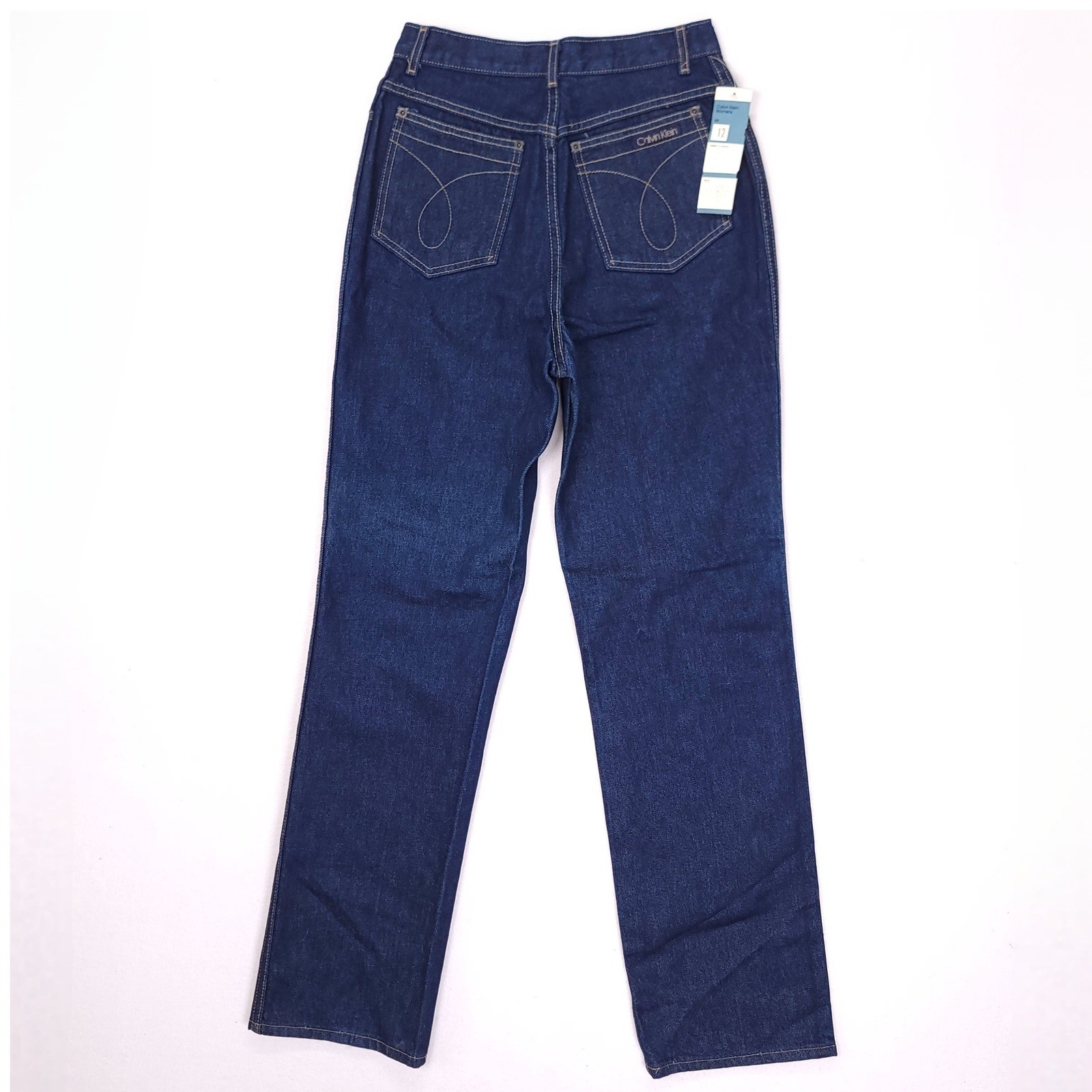 Deadstock Calvin Klein Womens High Waist Cigarette Leg Jeans Dark Wash USA 12