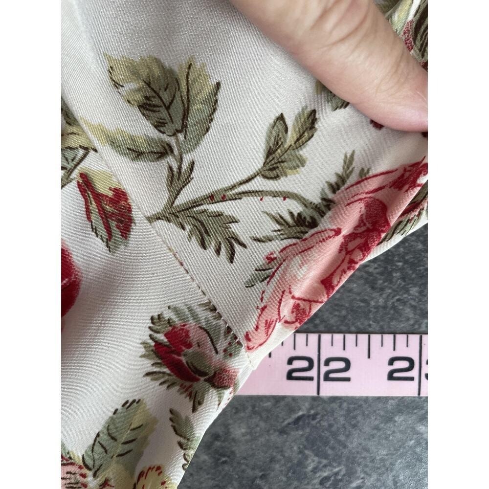 Vintage 80s Floral Cottagecore Midi Dress Women Size 11/12 Rose Print Prairie