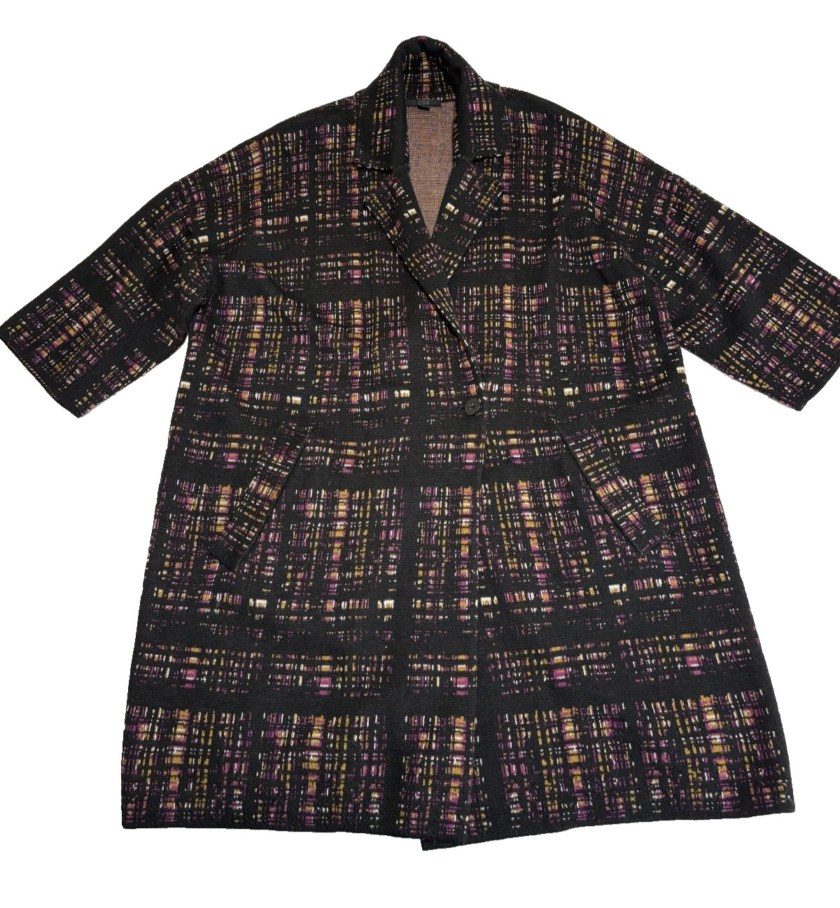 COS Women’s Blazer Wool knit long Cardigan Coat Jacket Plaid Pattern Size Medium
