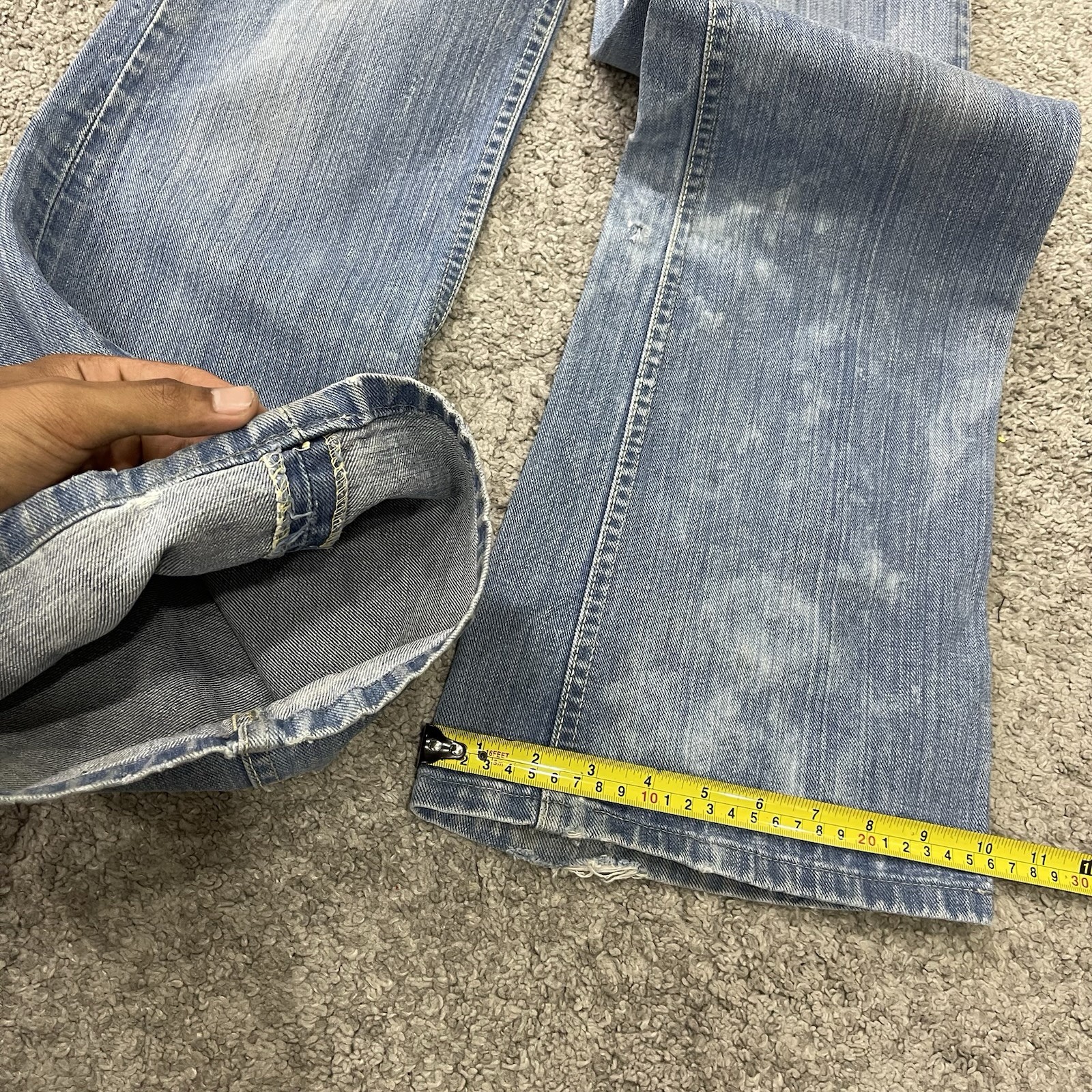 True Vintage 70s Hippie Denim Lee Flare Jeans Actual 31.5×34 Distressed