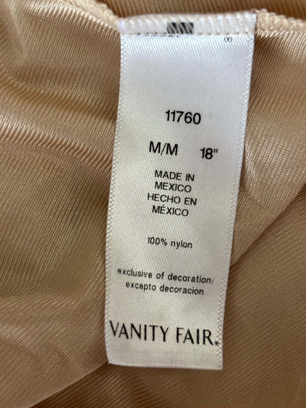 Vanity Fair Vintage Beige Cream Slip Lingerie Skirt Women’s Size Medium