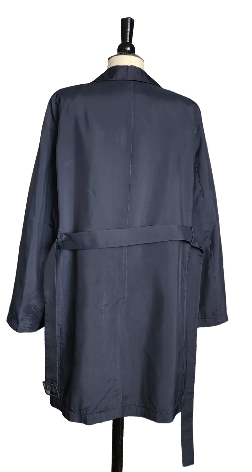 VTG S/S 1997 Calvin Klein Collection Charcoal Black Rayon Minimal Duster Coat
