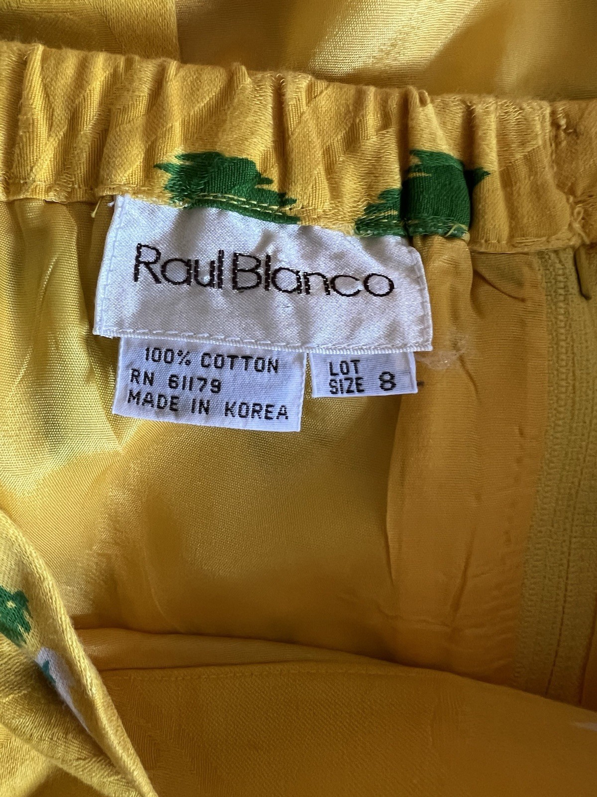 Vintage Raul Blanco Floral 2 Piece Skirt Suit Set Yellow Bow Avant Garde 8