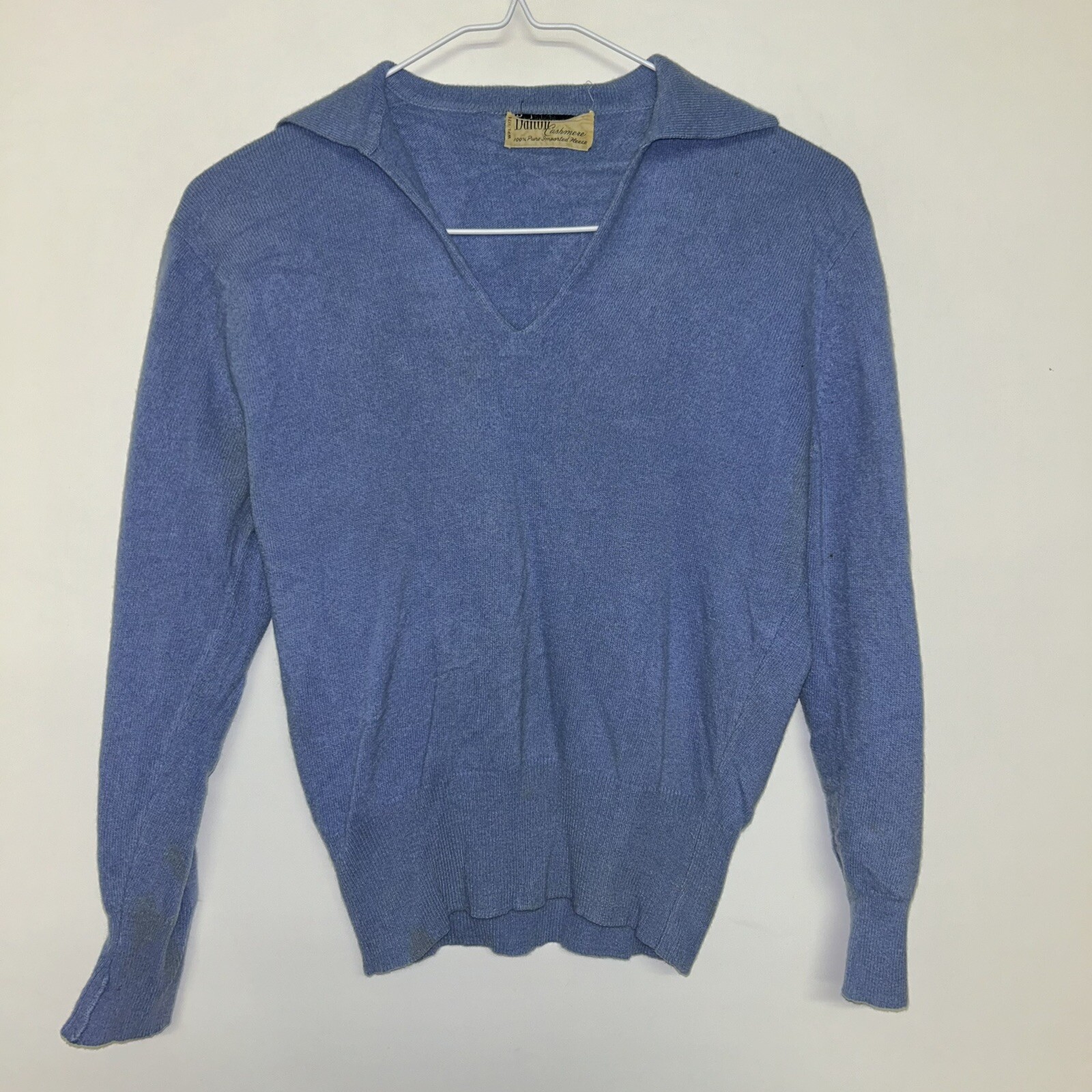 Vintage 1960’s Dalton Cashmere Blue Wool Sweater, Size XS