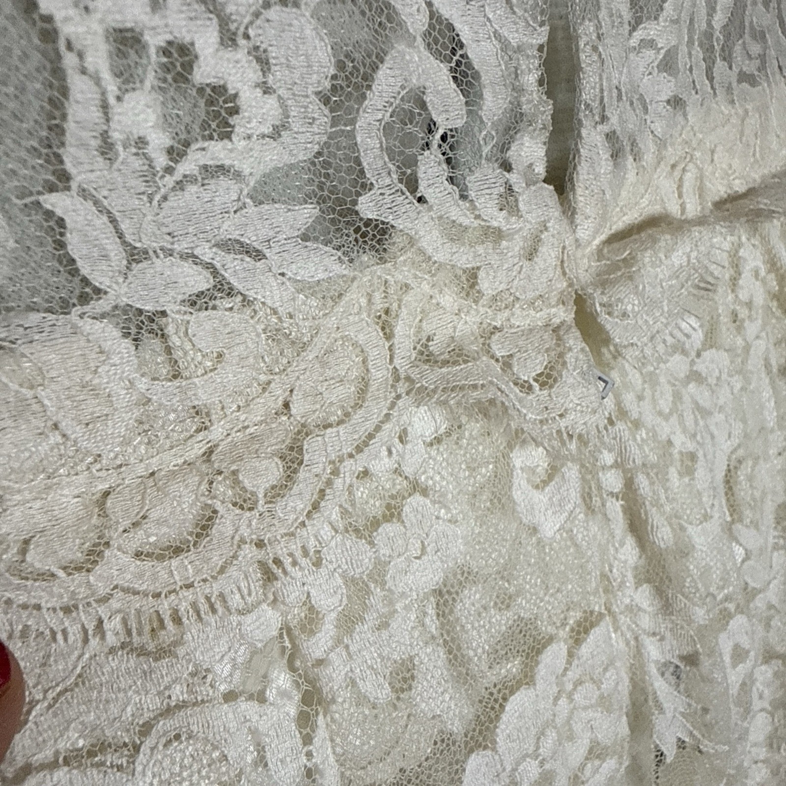 VTG silk wedding gown handmade from 1969 watteau lace train over 7 ft sz 8