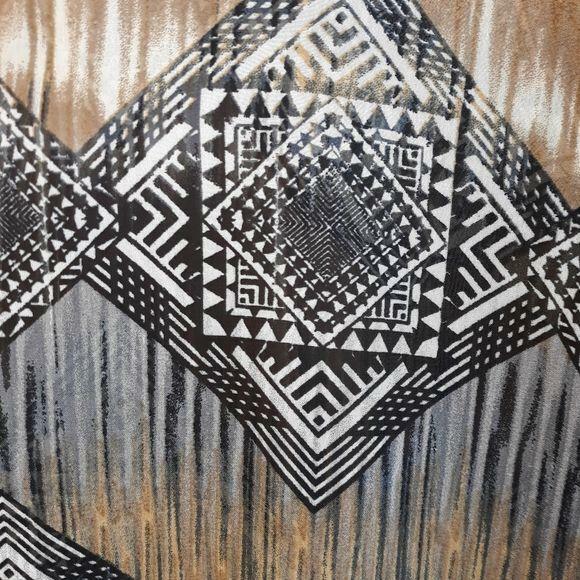 Vintage Top M Neutrals Aztec Tribal Southwest Print Tank Sheer Cape Overlay