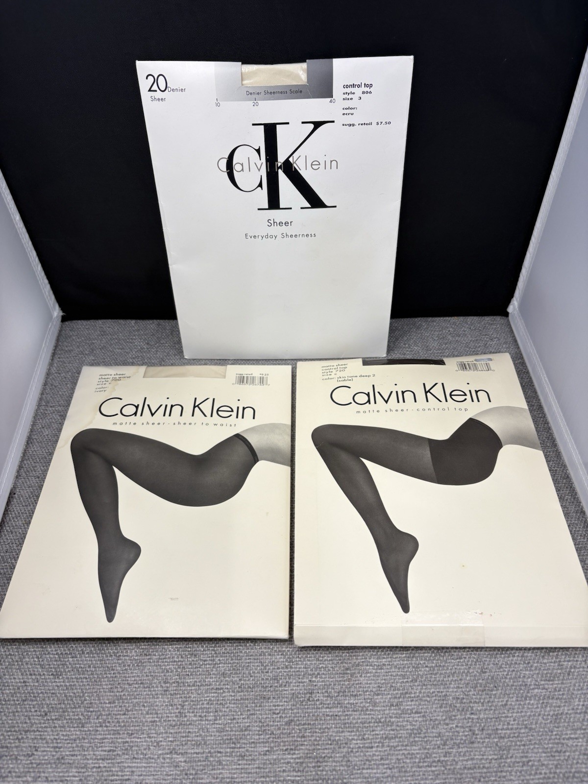 VTG Calvin Klein Pantyhose Lot of 3 Deadstock NWT Matte Sheer Sz BC3 Ivory Sable