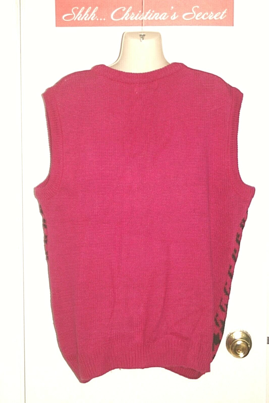 VINTAGE COLTER BAY INTERNATIONAL Womens Vest Knit Hot Pink Black Ramie Cotton XL