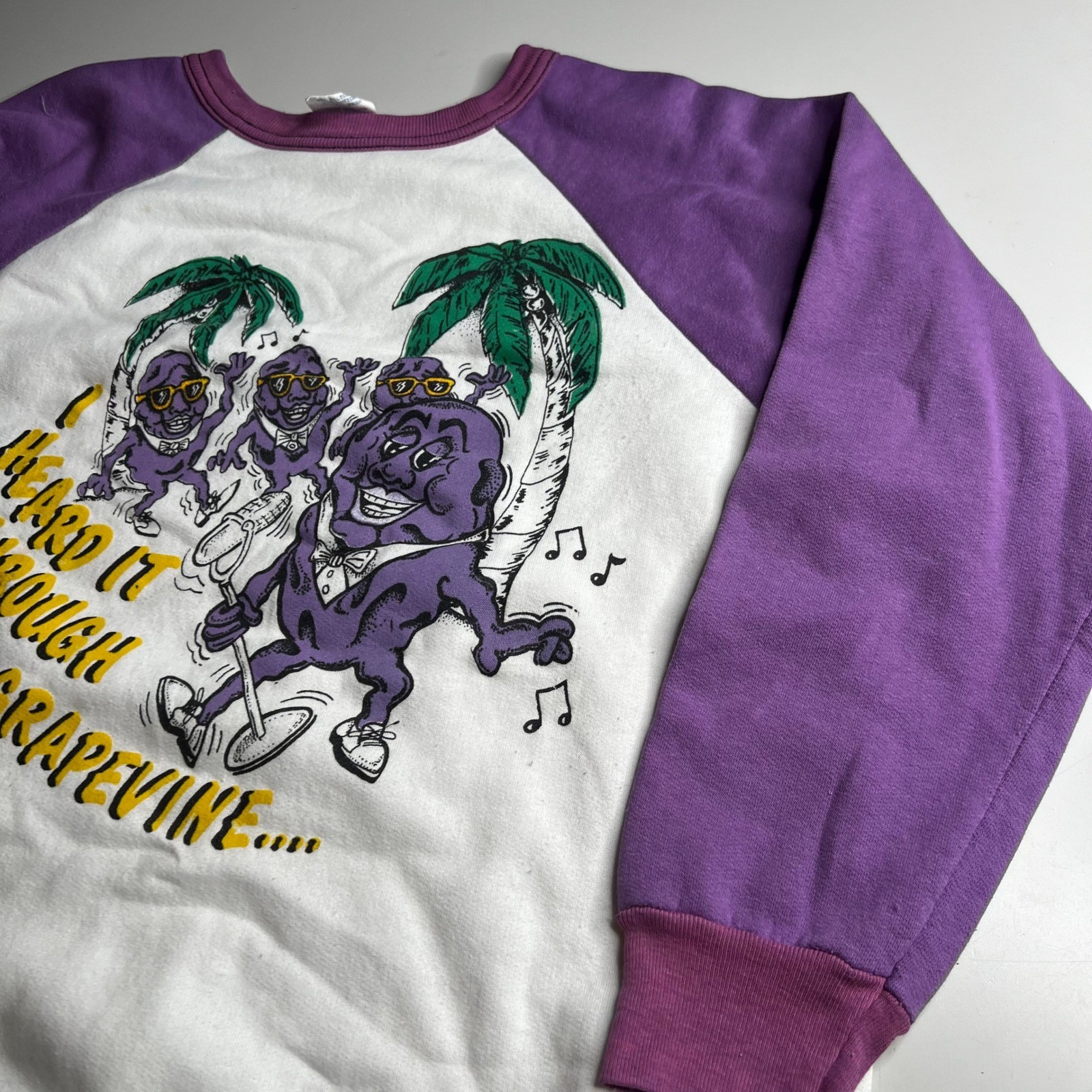 Vintage 80s California Raisins Sweatshirt Purple Raglan American Sportswear L