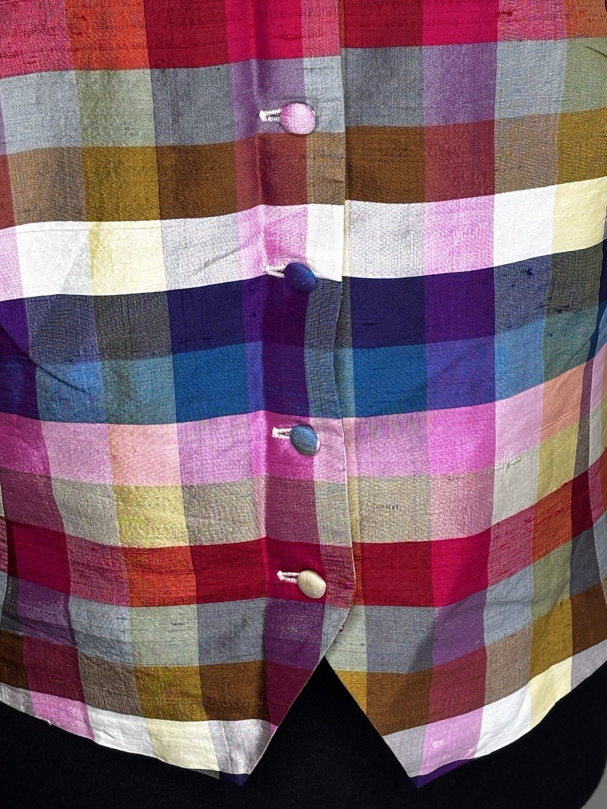 Vintage Limited America Women’s Plaid Silk Button Up Vest Size Large