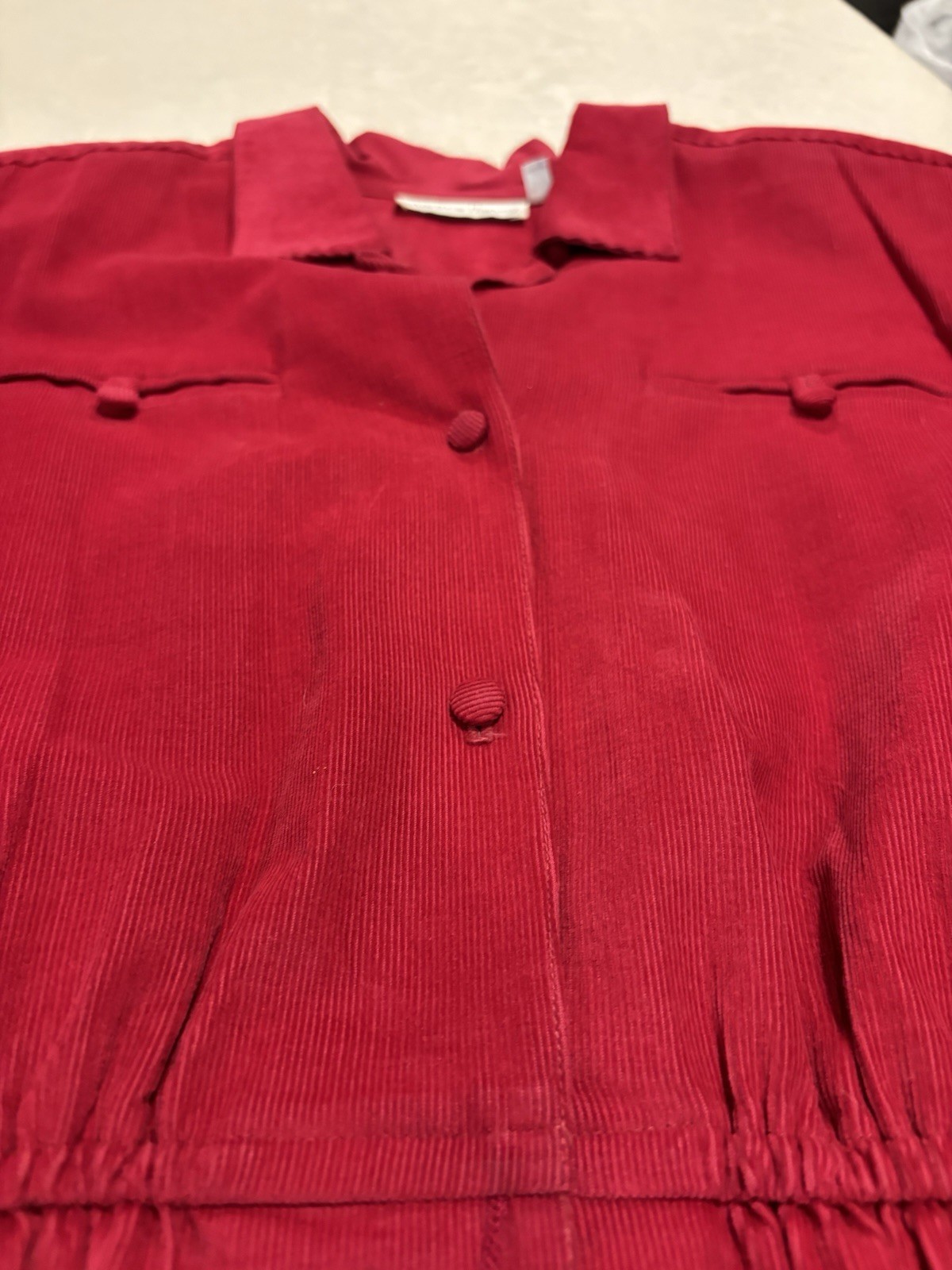 Vintage Andrew Harvey Corduroy Red Long-Sleeve Dress – NWT- Women’s Size 12