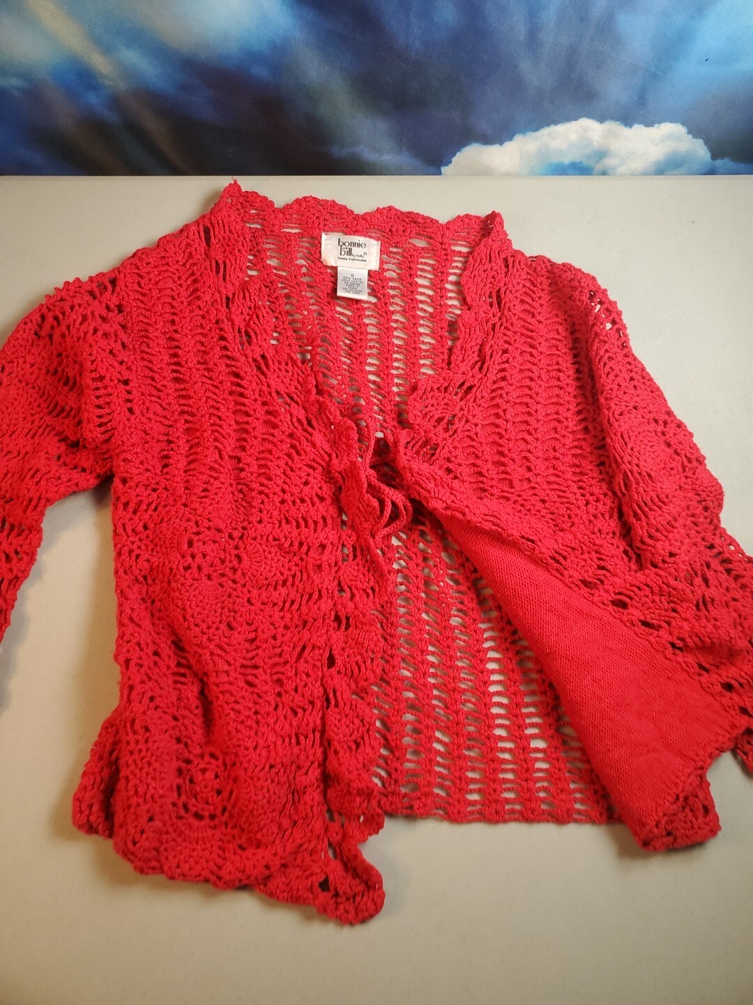 Vintage 80’s Bonnie And Bill By Holly Women’s Small Red Crochet Knit Sweater