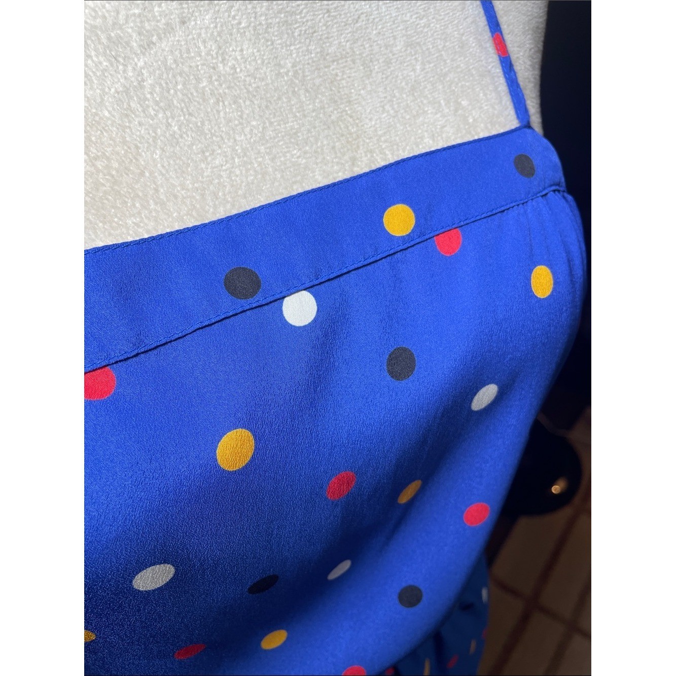 Vintage Sasson Blue Sleeveless Silky Polka Dot 2 Piece Dress & Black Blazer Sz M
