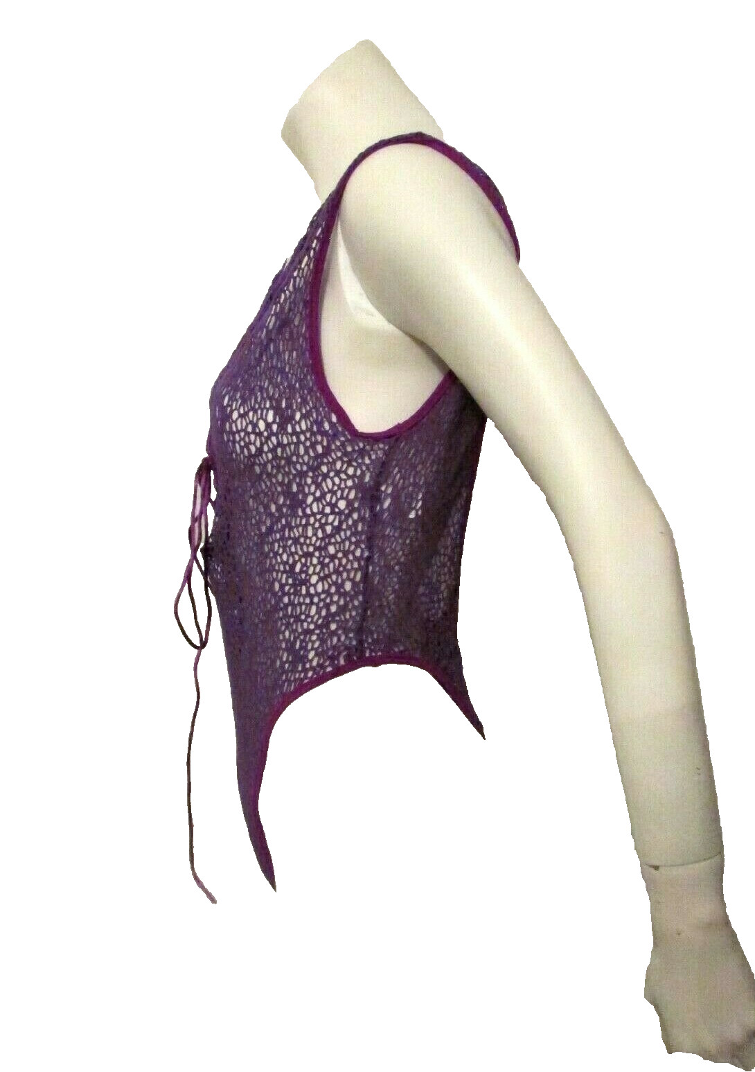 70’s Shirley of Hollywood 725 Purple Fishnet Hi Leg Bodysuit Teddy L made in USA