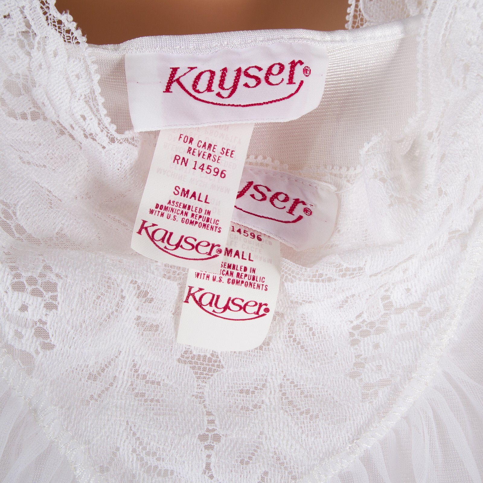 💖 VTG KAYSER Bridal Chiffon Peignoir Nightgown Set White Robe Negligee Lace S
