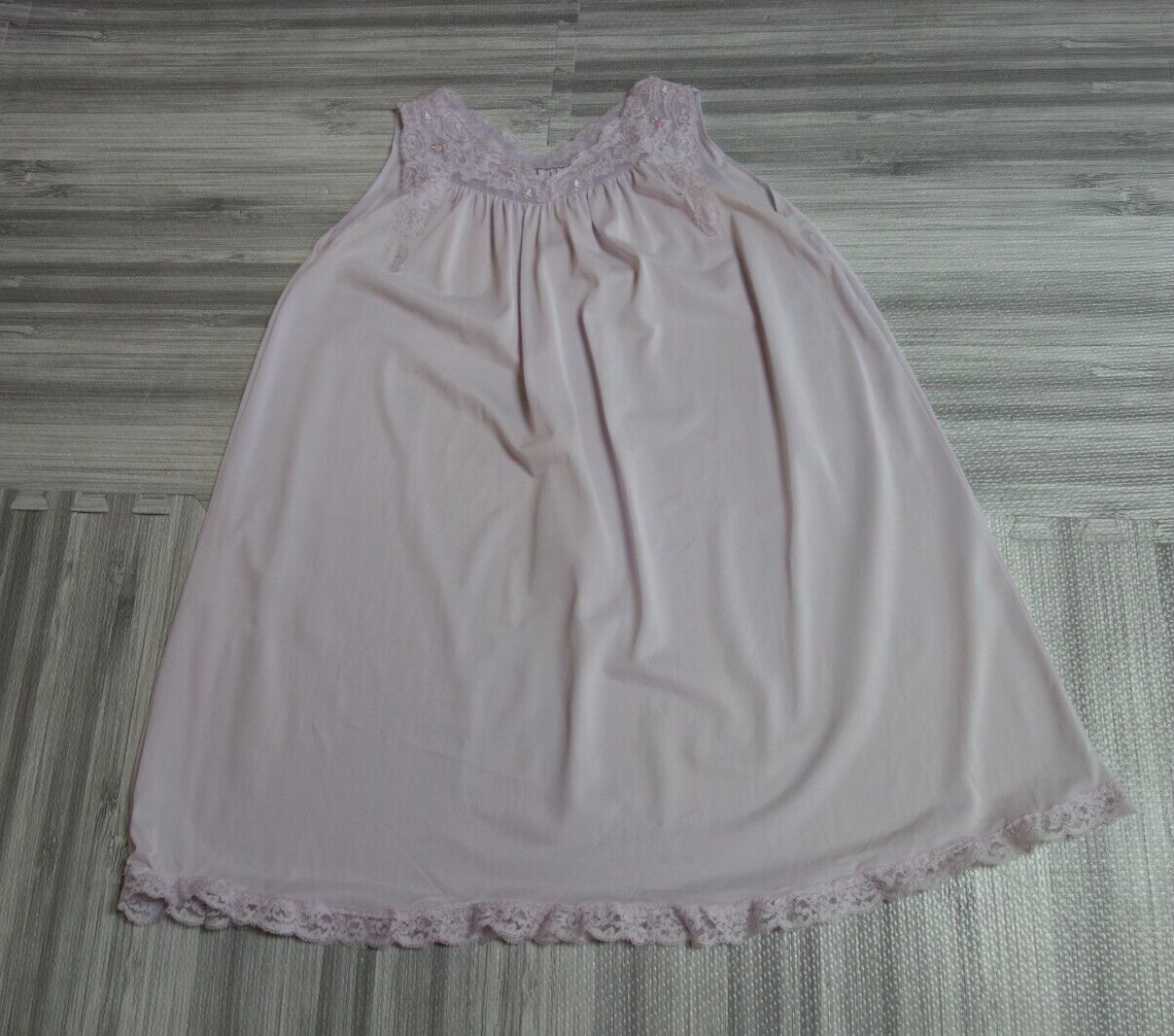 Vintage Shadowline Nylon Silky Feel Nightie Lilac Altered Size Small *Altered