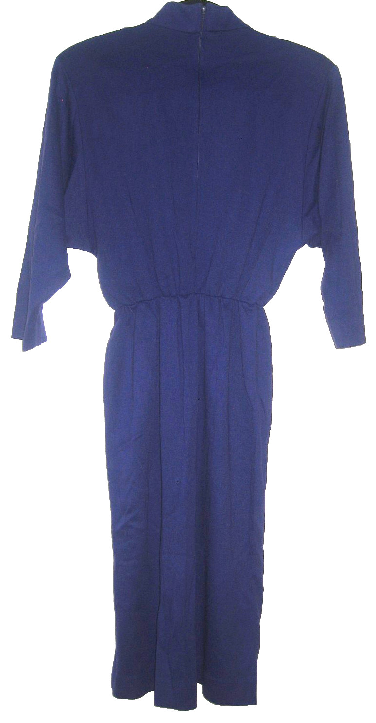 Vintage 60s-70s Petites by WILLI Purple Knit Long Sleeve Mock Neck Dress 6/8 M