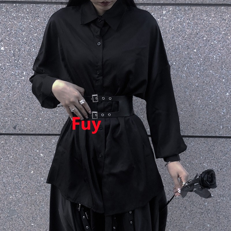 2025 Vintage Women’s Shirt Asymmetrical Yamamoto Dark-Style Maxi Dress Set