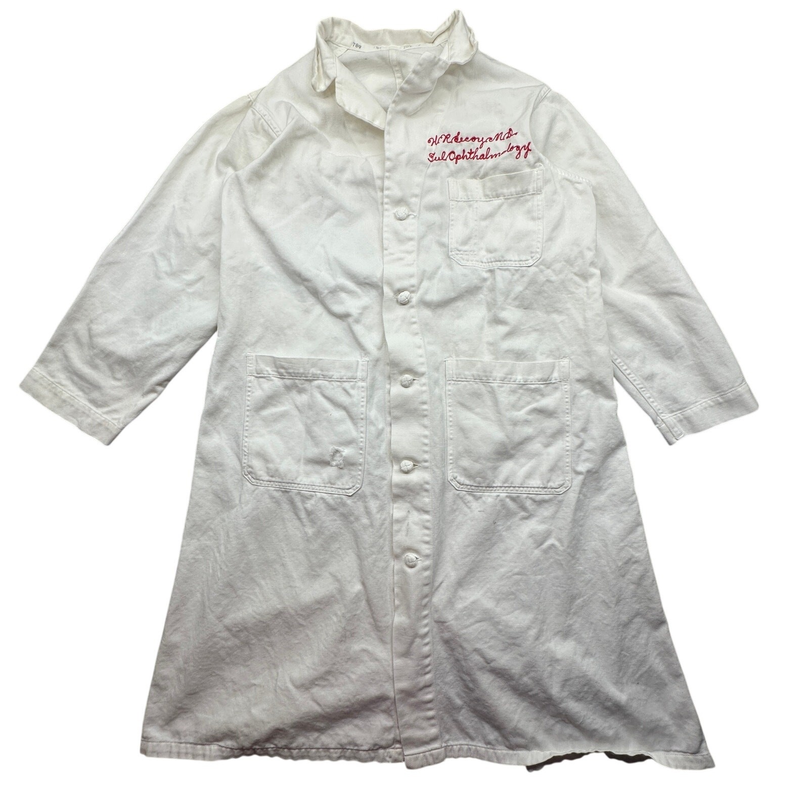 Vintage 40s 50s Angelica Sanforized Shrunk Doctor Lab Coat Uniform Womens M 36