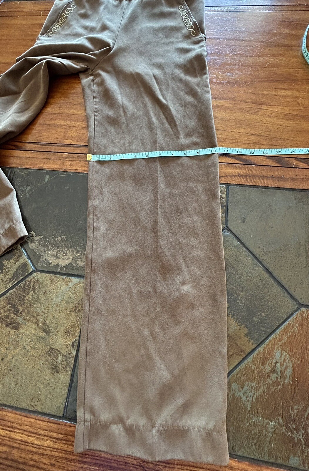 Vintage PEACOCK Embroidered Unique Handmade Bib Overall Boho Pants XS 28” Inseam
