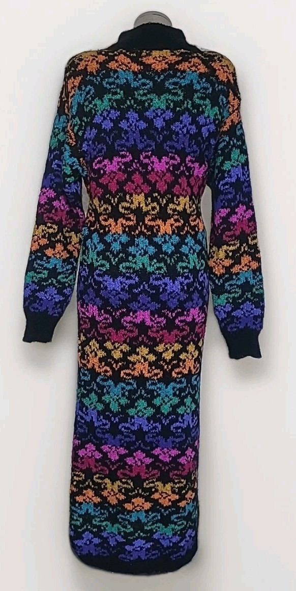 Vintage 80s Billy Jack Rainbow Knit Sweater Column Dress Valley Girl New Wave M