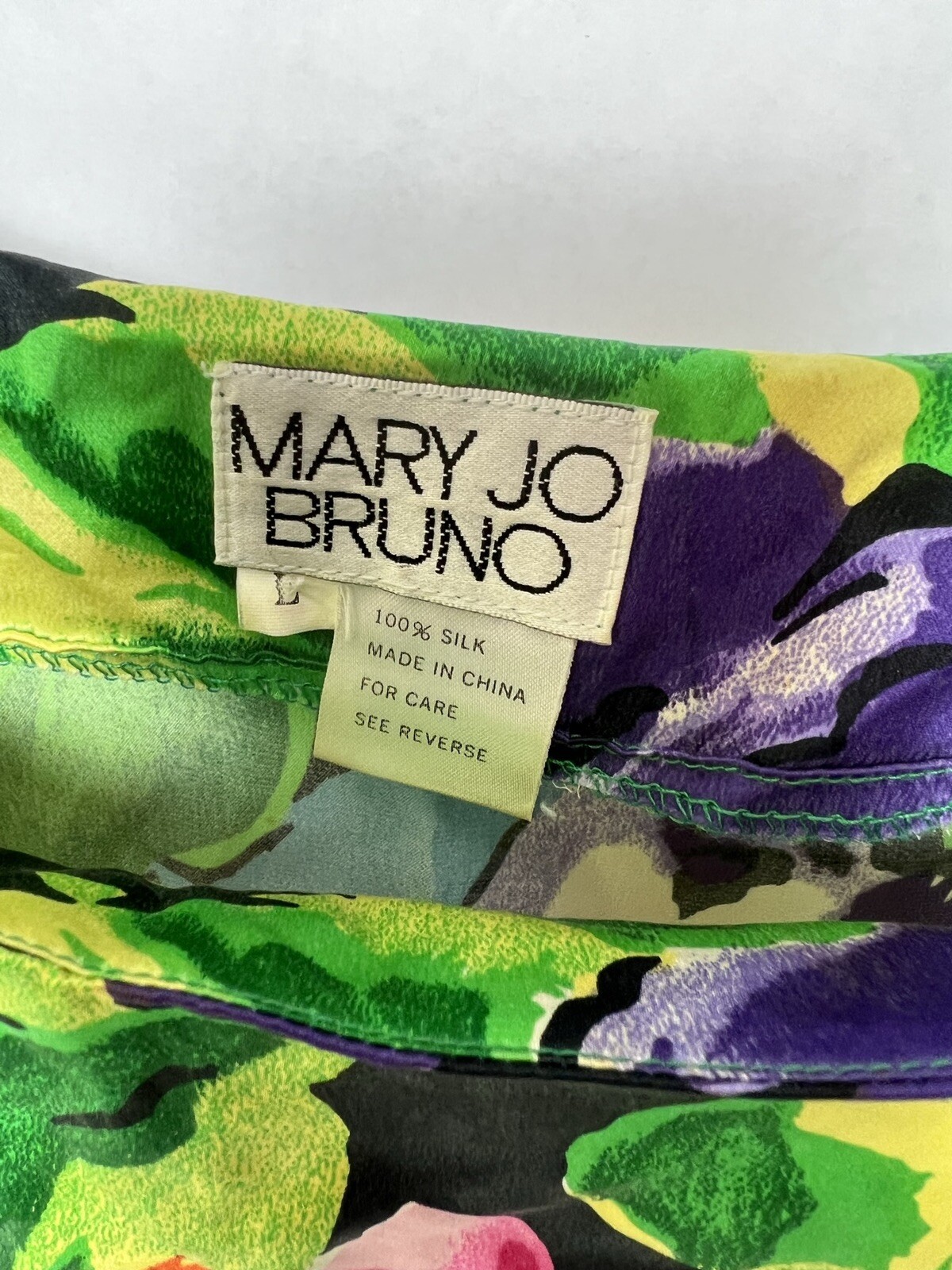 Mary Jo Bruno Dress Womens Large Vintage Floral Silk Multicolor Floral LOOK