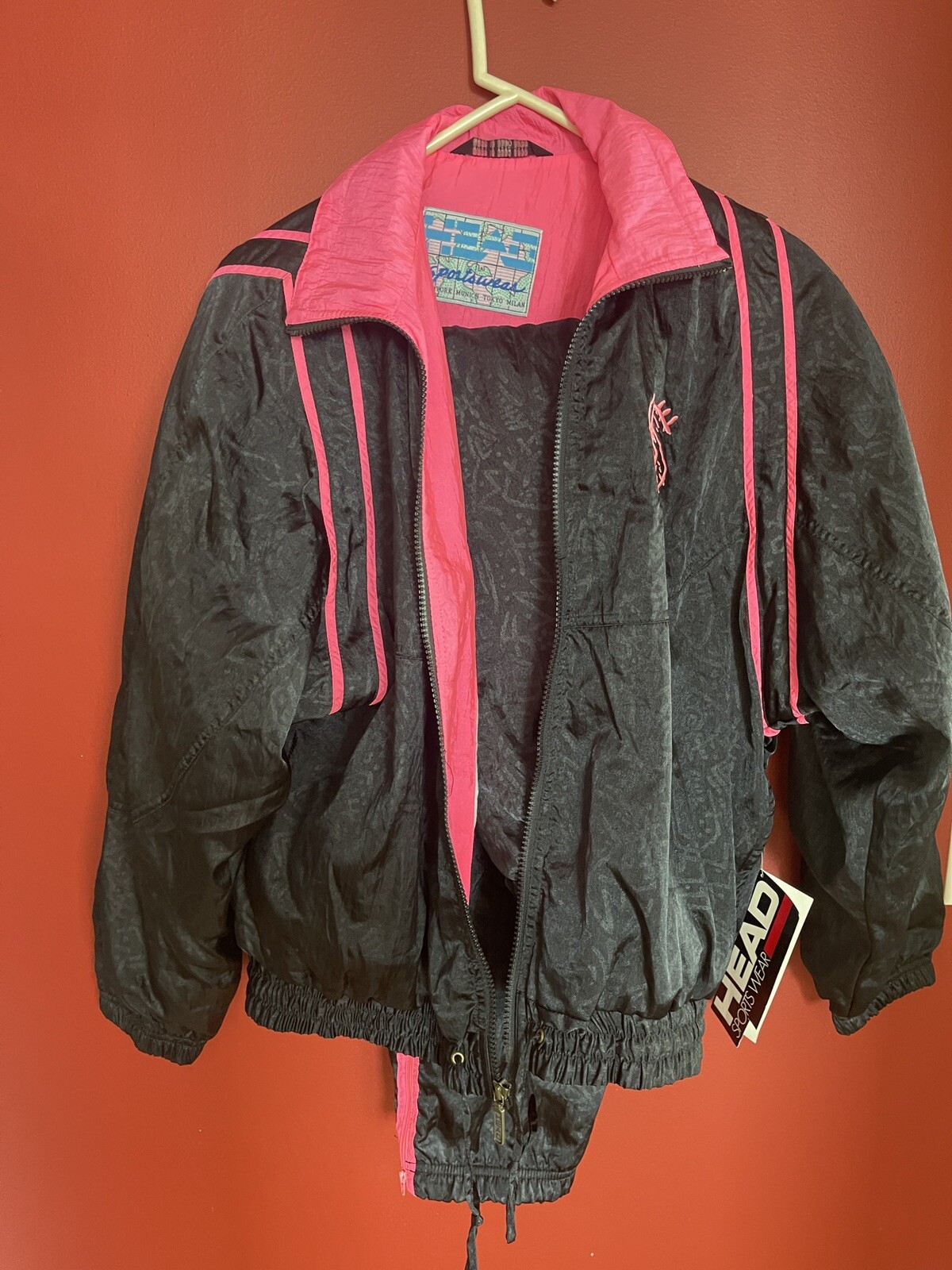 Head Sportswear Track Suit Women’s Sz “S” 2 Piece Jacket & Pants,Black& Pink,New