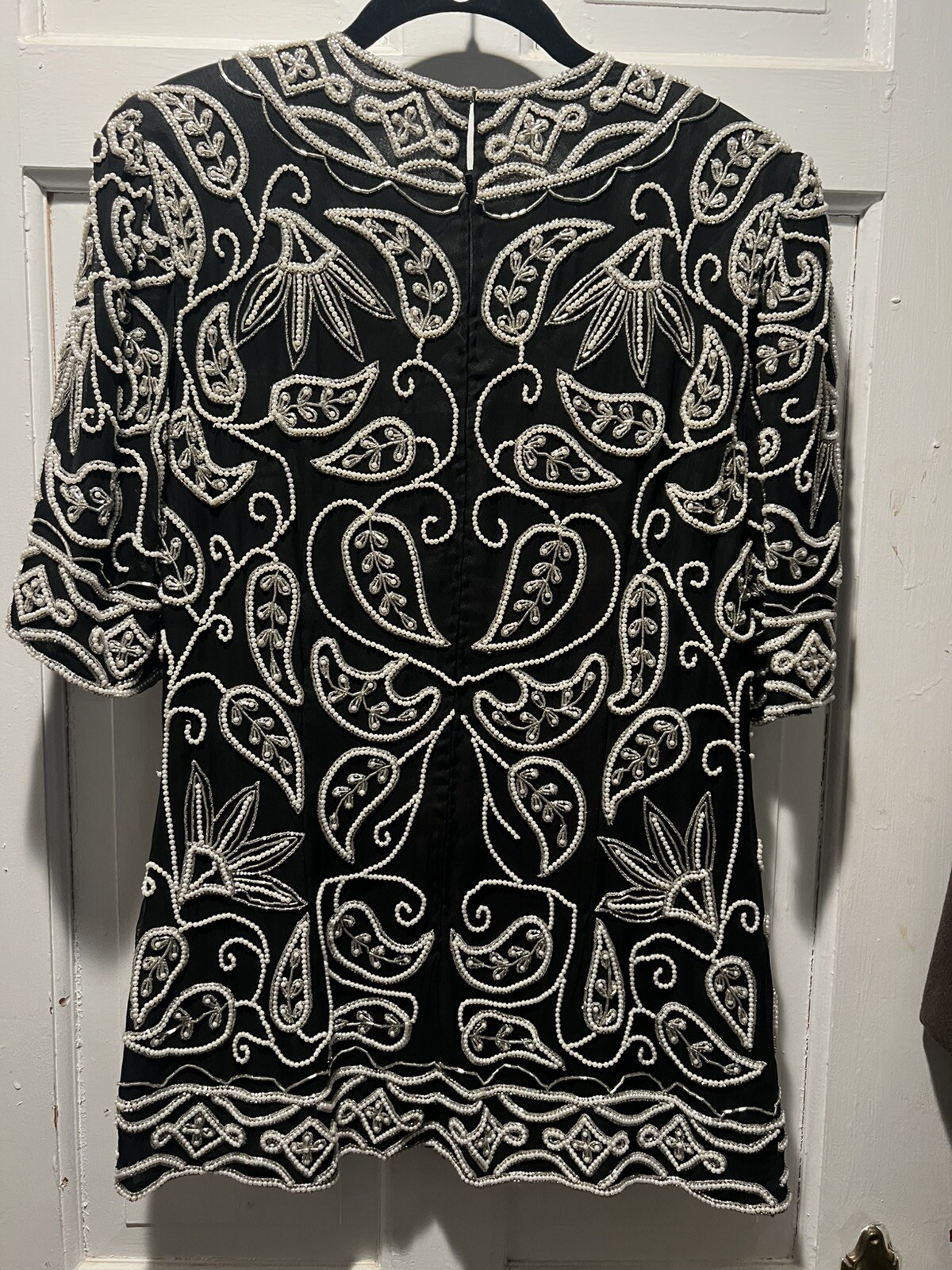 GORGEOUS Jacket BEADED SEQUINS-Silk-Handmade-Vintage-E/C SZ 8